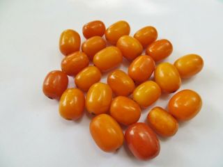 Estate Vintage Egg Yolk Butterscotch Amber Olive Shaped Loose Beads 46.  6 grams 6