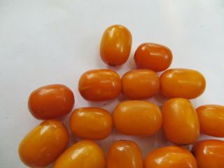 Estate Vintage Egg Yolk Butterscotch Amber Olive Shaped Loose Beads 46.  6 grams 7