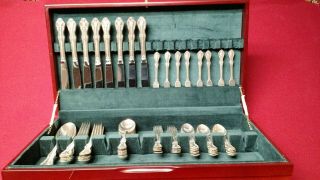 Lambeth Manor Sterling Flatware By International Silver 59 Pc.  Set Plus Box