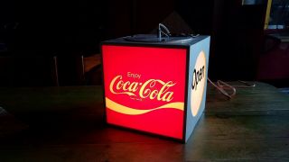 Vintage Coca Cola Hanging Swag Light - Up Cube Advertising Open Sign 60s - 70s?