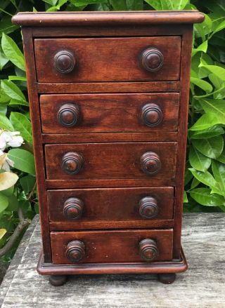 Old Vintage Miniature 5 Drawer Chest Of Drawers Jewellery Keepsake Collectors 2