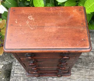 Old Vintage Miniature 5 Drawer Chest Of Drawers Jewellery Keepsake Collectors 6