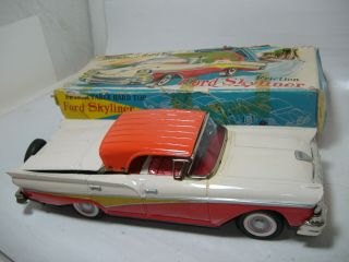 1958 Ford Skyliner Tin Litho Friction Retractable Roof Trade Mark K Japan W/box