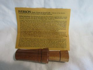 RARE VINTAGE IVERSON DUCK CALL W/ INSTRUCTIONS 3