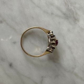 Vintage Diamond & Pink & Blue Gemstone Cluster Ring 9ct Gold Pretty Dress Ring 8