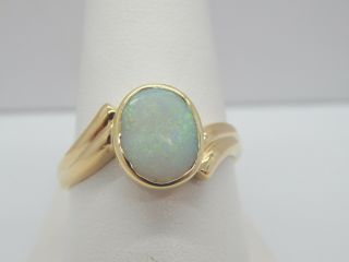 Antique Vintage 2 3/4 Carat Oval Cabochon 12 X 10mm Gem Opal Ring 18k Gold Sz 10