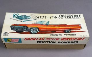 Vtg Cadillac Sixty - Two Convertible Friction Powered Toy With Box
