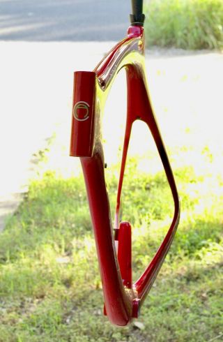 Rare 1989 Carbon Cinelli “Cinetica” bicycle road frame,  Campagnolo.  Ferrari red. 6