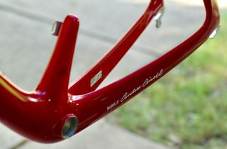 Rare 1989 Carbon Cinelli “Cinetica” bicycle road frame,  Campagnolo.  Ferrari red. 7