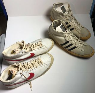 Artis Gilmore 2 Pairs Of Game Worn Vintage Shoes Nike Adidas Aba Colonels Bulls