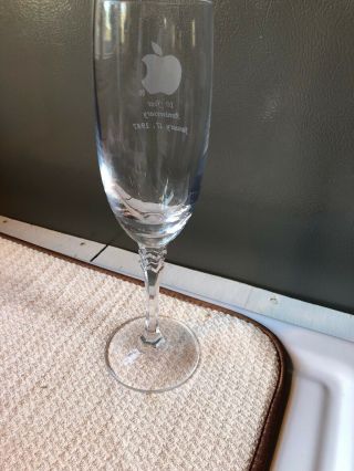 Vintage Apple Computer 1987 Logo Crystal Wine Glass 10 Year Employee Anniversary 4