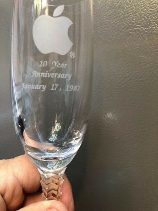 Vintage Apple Computer 1987 Logo Crystal Wine Glass 10 Year Employee Anniversary 5