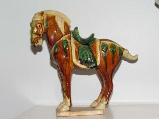 Gorgeous Vintage Chinese Tang Style Drip Glazed Pottery Horse Sculpture Statue