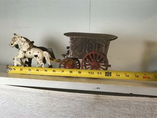 Antique Cast Iron Kenton Horse Drawn Ice Wagon