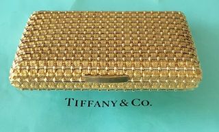Tiffany & Co Shlumberger Two Tone.  750 Gold Basket Weave Compact 5