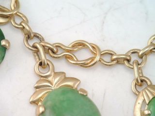 RARE VINTAGE SOLID 14K GOLD GREEN JADE CHARM BRACELET 10 JADE CHARMS LOOK 12