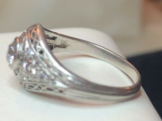 ANTIQUE 18K WHITE GOLD DIAMOND RING EDWARDIAN ART DECO ENGAGEMENT WEDDING 11