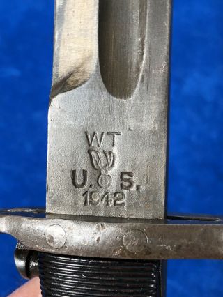 VERY RARE WW2 US M1 GARAND BAYONET WT WILDE TOOL 1942 w SHEATH WWII 11