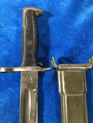 VERY RARE WW2 US M1 GARAND BAYONET WT WILDE TOOL 1942 w SHEATH WWII 7