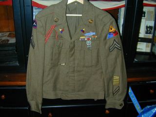 Wwii Us Army 9th Armored Division Ike Jacket Uniform W Cib Di Ribbon Bars