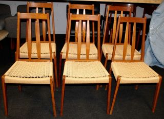 Vintage Danish Modern Gudme Koefed Mobelfabrik Teak Set Of 6 Dining Chair