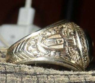 WWII; Solid 10k Gold; PILOT OFFICER U.  S.  A.  A.  F.  Ring,  Engraved Initials 2