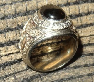 WWII; Solid 10k Gold; PILOT OFFICER U.  S.  A.  A.  F.  Ring,  Engraved Initials 8