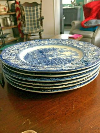 Liberty Blue China Vintage Set Of 6 Liberty Blue Dinner Plates 10 Inch