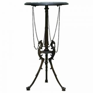 Lovely Marble Topped Side Table With Bronzed Tripod Base Depicting Phoenix 