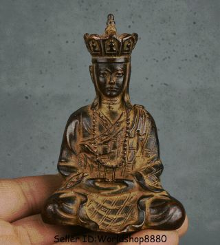 3.  4 " Old China Bronze Ksitigarbha Boddhisattva Netherworld Leader Buddha Statue