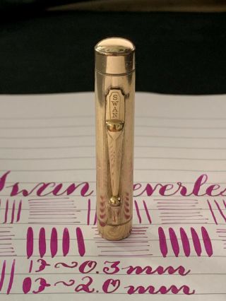 Vintage Mabie Todd Swan Leverless Gold - Filled Fountain Pen - 14k Full Flex Nib 10