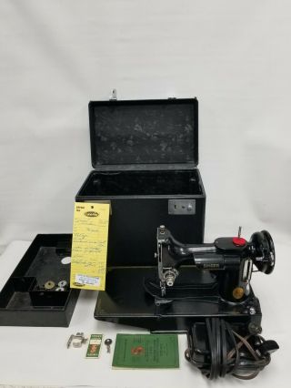 Vtg 1949 Singer Featherweight 221 Sewing Machine Case Serviced