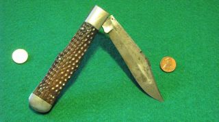 Vtg Pocket Hunt Blade Usa 1920 Case Test Xx Coke Bone Lp Knife No Fold S/guard 