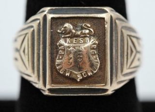 1935 Vintage Parkesburg High Schools 10k Gold Sterling Silver Size 9 Class Ring