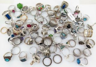 Wow Over 1/2 Kilo 500 Grams Sterling Silver Rings Wow