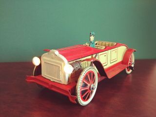 (Private Listing) Levy Gely Tin Wind - up Open Tourer Oldtimer Car w/ Lights 3