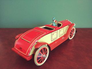 (Private Listing) Levy Gely Tin Wind - up Open Tourer Oldtimer Car w/ Lights 5