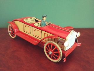 (Private Listing) Levy Gely Tin Wind - up Open Tourer Oldtimer Car w/ Lights 7