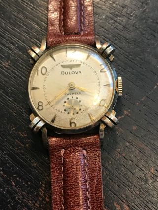 1950s Bulova Vintage Fancy Knotted Lugs 1/20 10kt Gf Mechanical Watch Men E248
