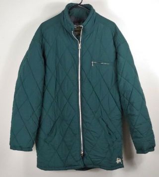 Vintage Stussy Diamond Quilted Hunter Green Burly Gear Authentic Usa Xl Rare