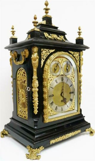 Rare Antique Charles Frodsham London Triple Fusee Musical 8 Bell Bracket Clock 4