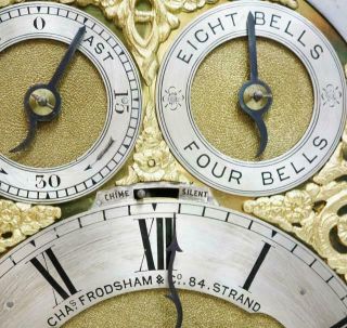 Rare Antique Charles Frodsham London Triple Fusee Musical 8 Bell Bracket Clock 9