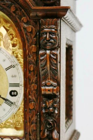 Antique Carved Oak 3 Train 5 Gong Musical Westminster Chime W&H Bracket Clock 6