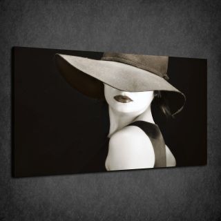Elegant Vintage Woman In A Hat Box Canvas Print Wall Art Picture