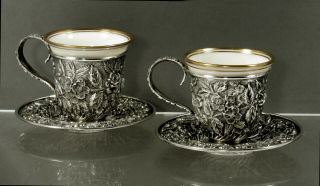 AG Schultz Sterling Tea Set c1905 Hand Decorated 10