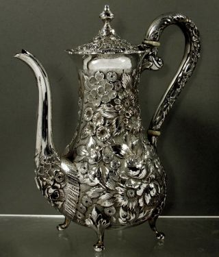 AG Schultz Sterling Tea Set c1905 Hand Decorated 5