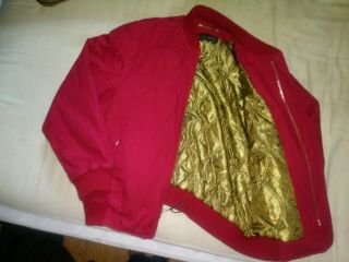 Rare 1970s Bright Red Derby Of San Francisco Bomber Jacket Xl Paisley Line