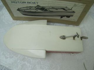 Vintage Motorized Wooden toy Race Boat with box made in JAPAN 5