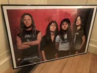 Rare Autographed Metallica Vintage 1980’s Poster Signed By Lars,  Kirk,  And James