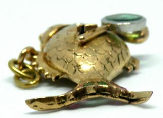 Unique 18K Gold with Emerald and Rubies Detective Fish Pendant 6